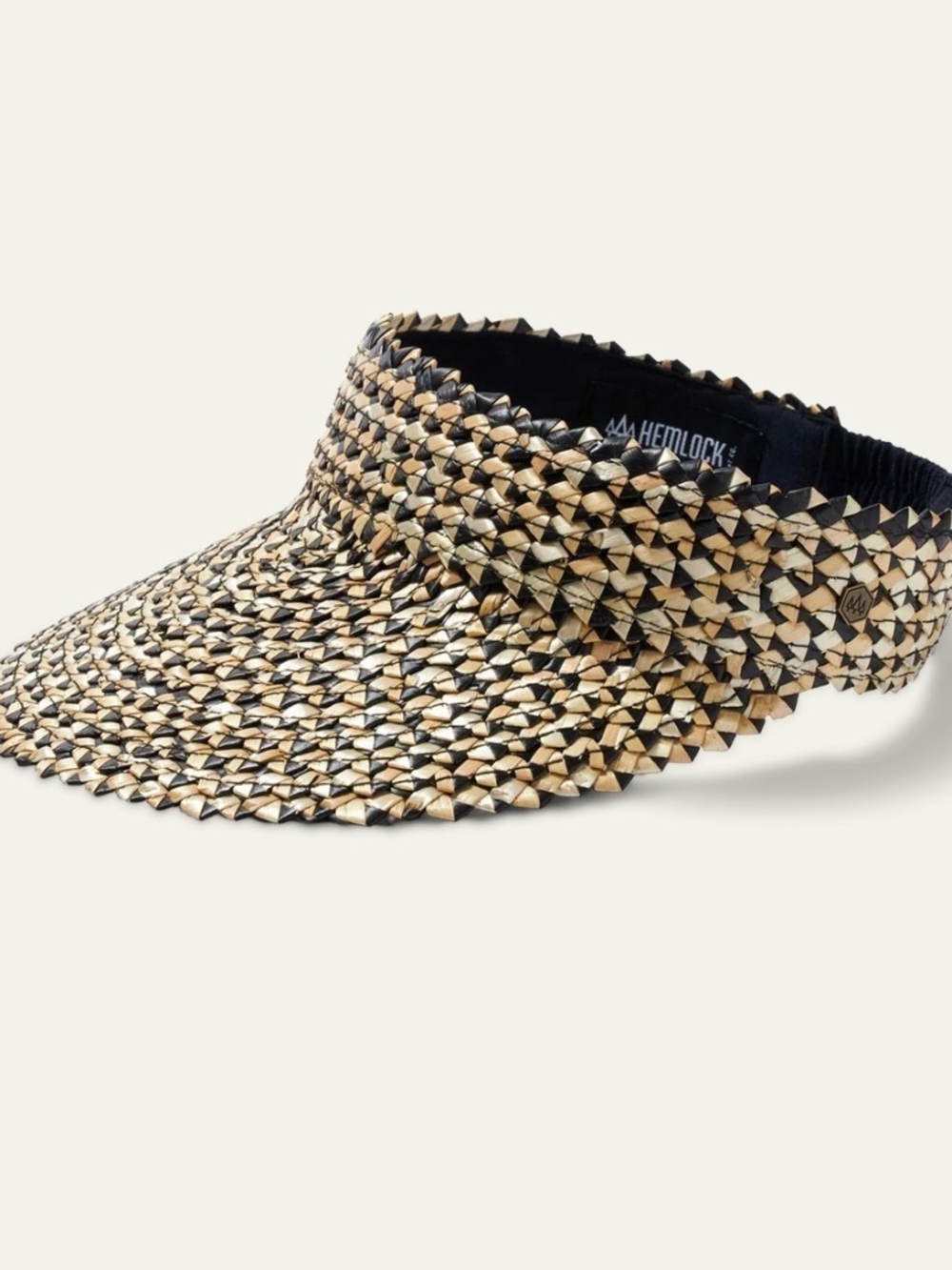 Hemlock Capri Natural/Black Woven Straw Visor Elastic Band